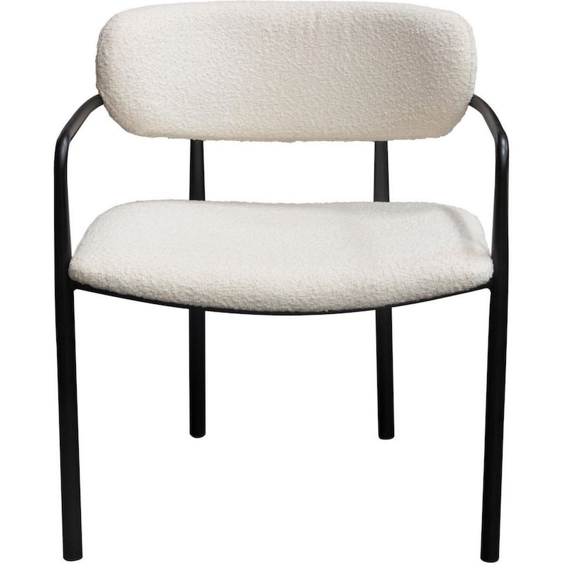 Black/Ivory Fabric Upholstered Metal Frame Dining Chair, Set of 2, Sturdy Dining Chair for Dining Rooms - 24.6