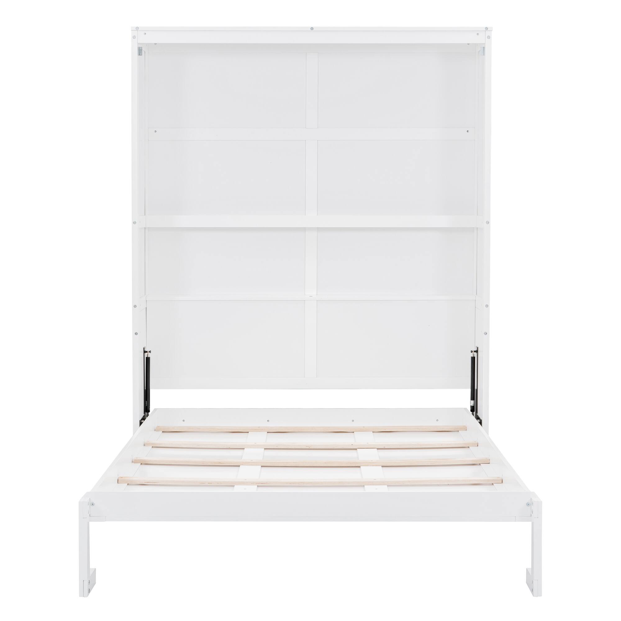 Queen Size Murphy Bed Wall Bed with Shelves, Foldable Design