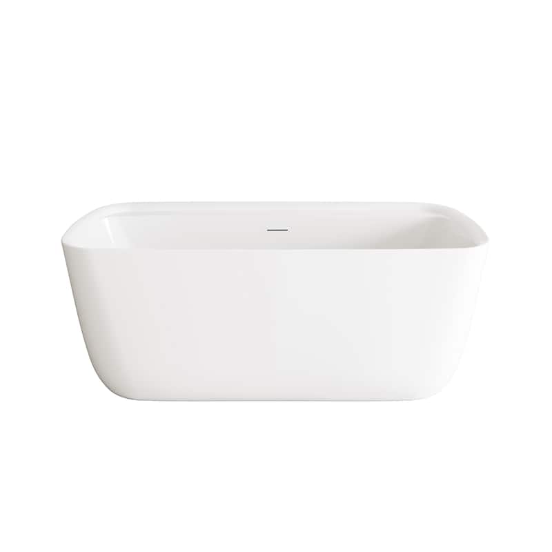 Chad Soaking Bathtub in Glossy White - Glossy White with Brushed Gold Trim - 23"