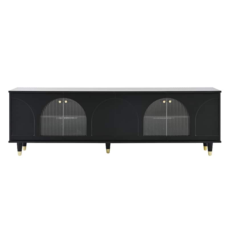 TV Stand Entertainment Center with Adjustable Shelves, 2 Cabinets, Glass Doors Media Console Table for TVs up to 78"