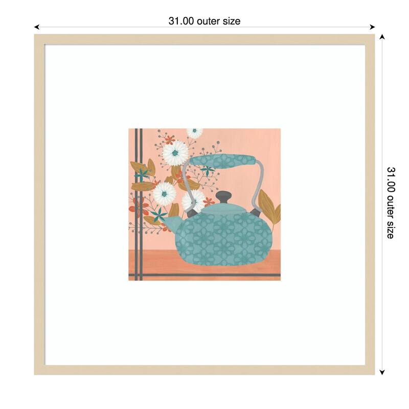 Whimsical Kitchen No. 3 by June Erica Vess Wood Framed Wall Art Print - 31 x 31 in - Brown