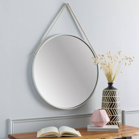 Shop Elmer Modern Hanging 24 Inch Round Mirror With Leather Strap