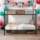 preview thumbnail 1 of 7, Twin Over Twin Metal Bunk Bed With Ladder And Full-Length Guardrail,Storage Space Black