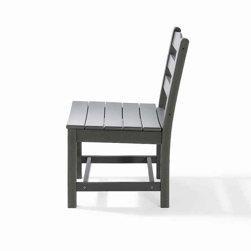 Armless Outdoor Chairs - HDPE Material Set of 2, Weather Resistant