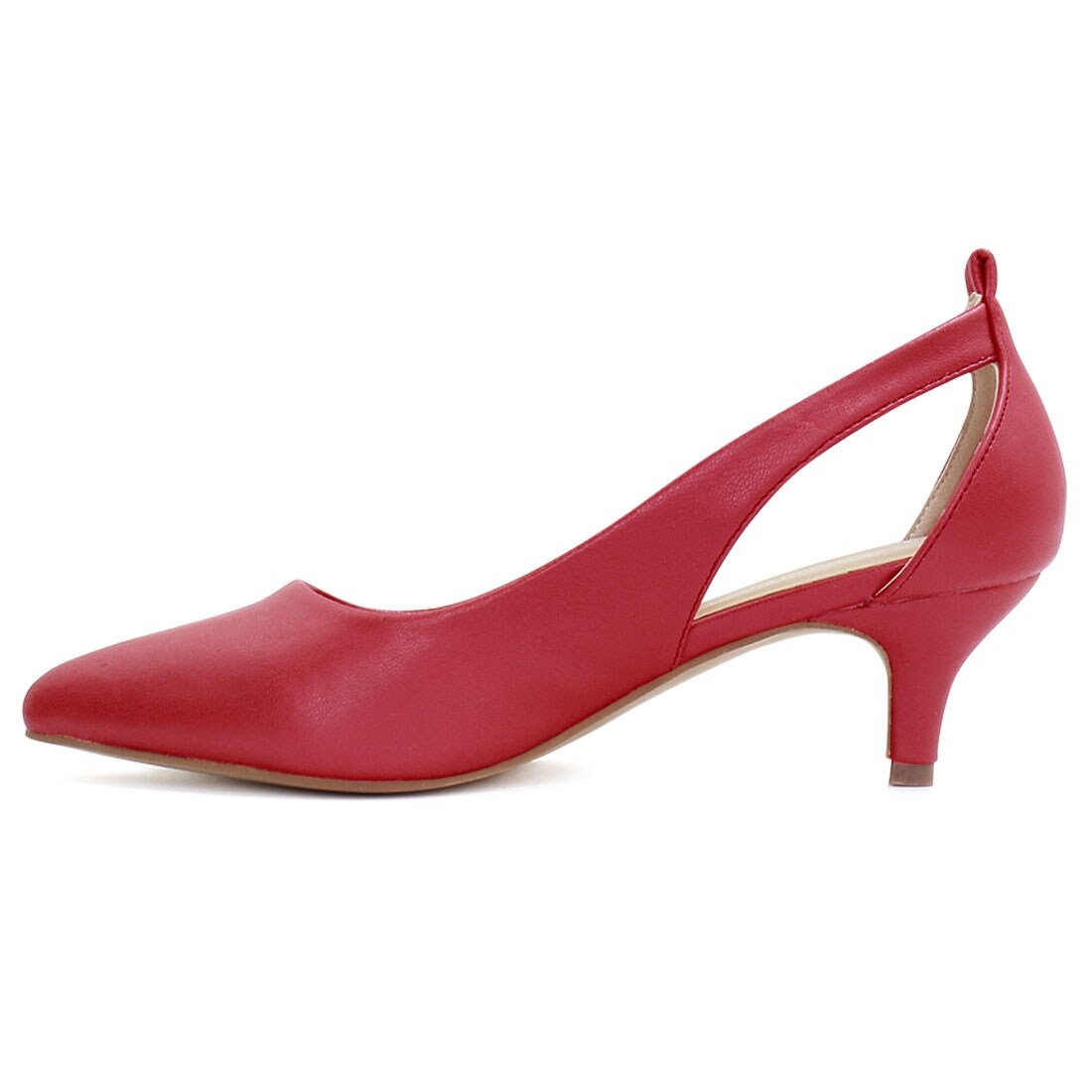 women's red kitten heel shoes