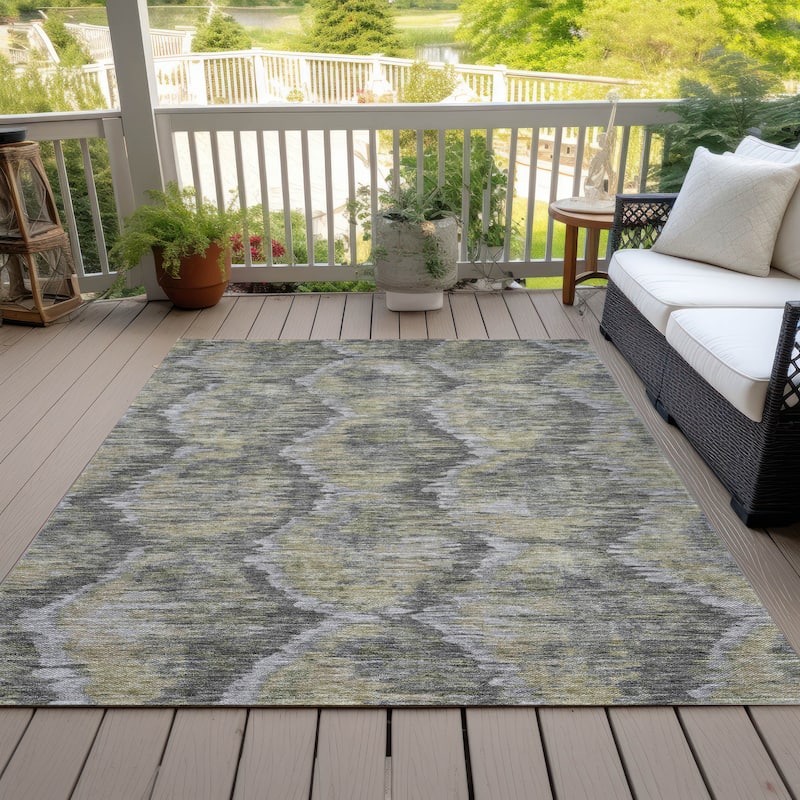 Machine Washable Indoor/ Outdoor Chantille Contemporary Abstract Rug - Gray - 5' x 7'6"