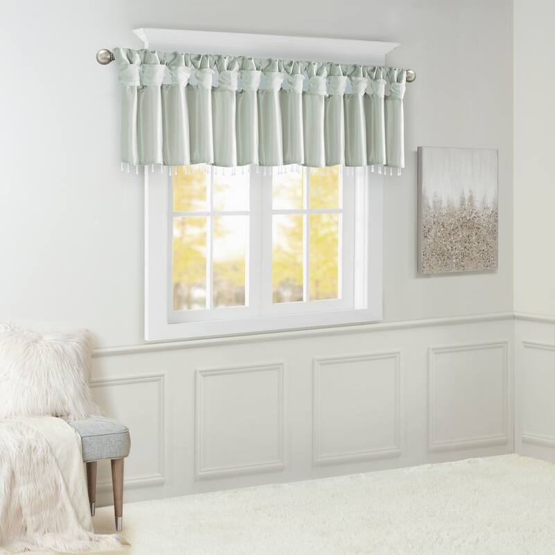 Madison Park Natalie Lightweight Faux Silk Valance with Beads - 50x26"