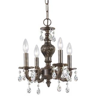 Paris Market 4 Light Clear Crystal Bronze Mini Chandelier - 13.5'' W x 15'' H