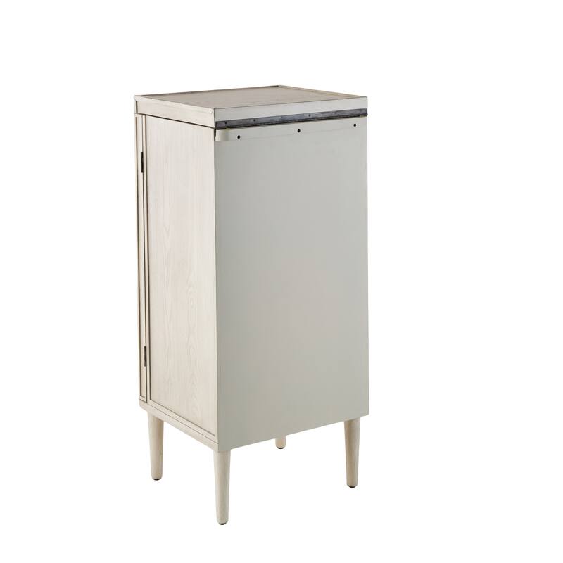 Wooden Geometric Oval Rattan Jewelry Cabinet with Mirrored Lift Top - Light Gray - Roche River Decor - 18"W x 20"L x 47"H