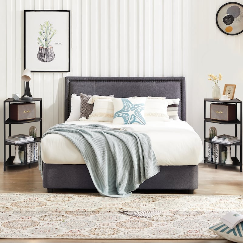 Javlergo Set of 2 Corner Shelf Freestanding 4-Tier Wood Storage Rack