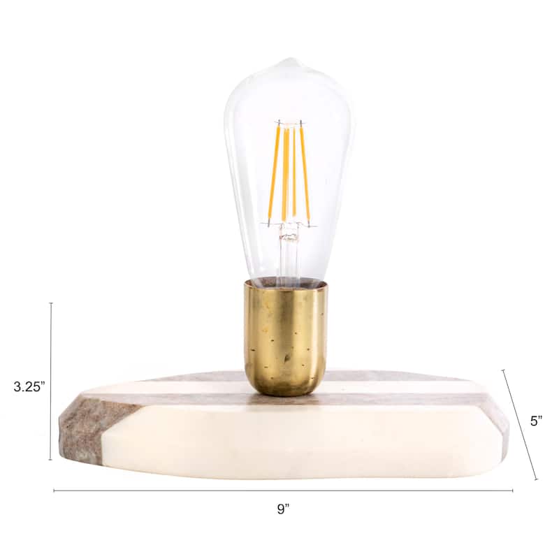 Marble Striped Wall Sconce with Inline Switch, White and Buff Color - 9.0"L x 5.0"W x 3.3"H