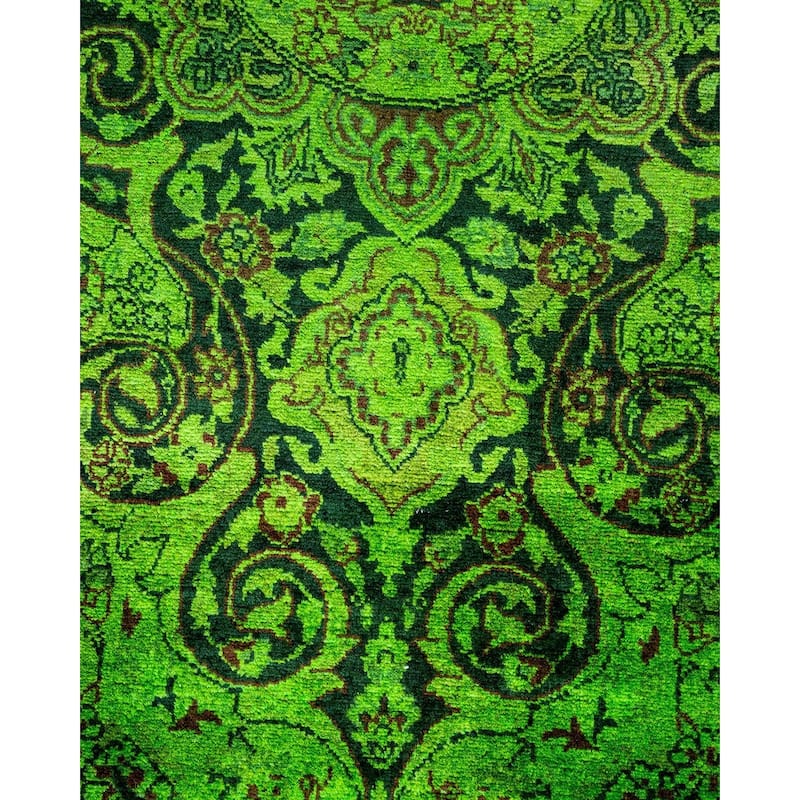 Overton Hand Knotted Wool Vintage Inspired Modern Contemporary Overdyed Green Area Rug - 3' 2" x 5' 4"