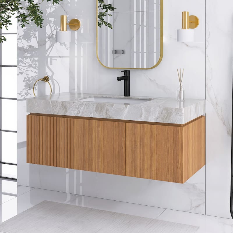 48" Wall-Mounted Bathroom Vanity with Ceramic Sink - 47.64'' x 18.9'' x 17.72''
