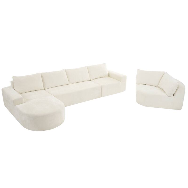 Christopher Knight Home - Cami 140.5" Chenille Upholstered U-shaped Modular Compressed Sectional Sofa with Pillows