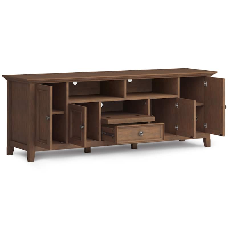 WYNDENHALL Halifax 72 inch Wide Solid Wood Transitional TV Stand - 72"w x 19"d x 26" h