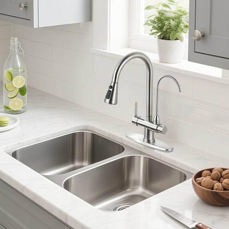 WOWOW 3 Function Pull Down Sprayer kitchen Faucet with Filter Spout