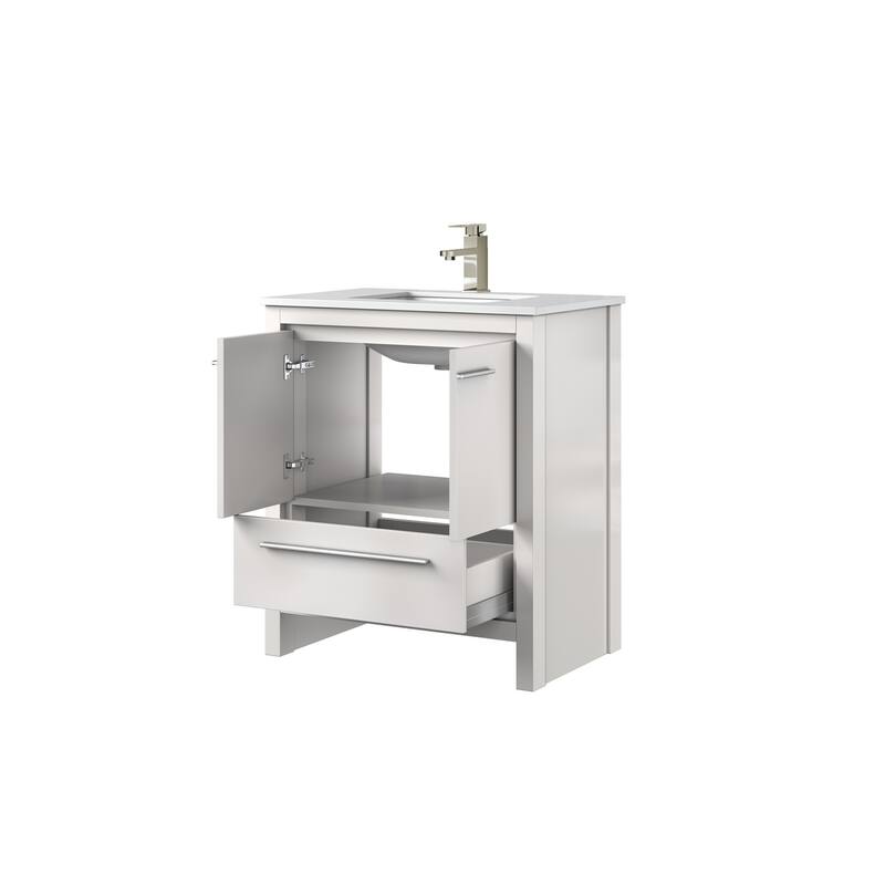 Lafarre Bath Vanity Quartz Top, Sink and Brushed Nickel Faucet