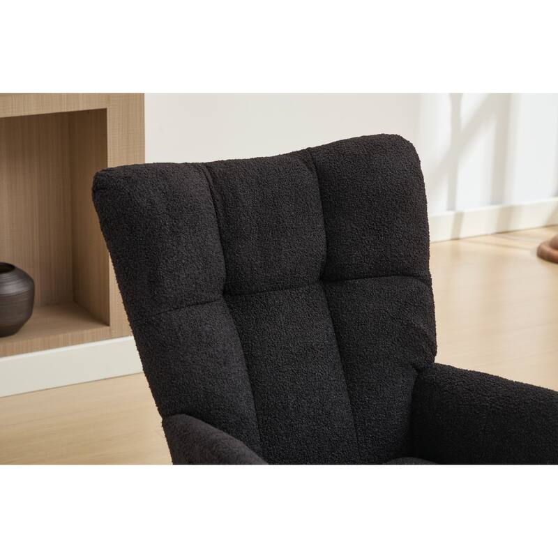 Modern Upholstered Glider Rocking Chair with Solid Wood Legs
