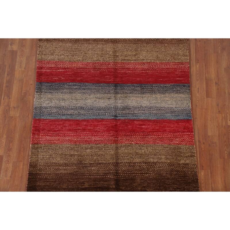 Gabbeh Kashkoli Striped Area Rug Handmade Wool Carpet - 4'6" x 6'5"