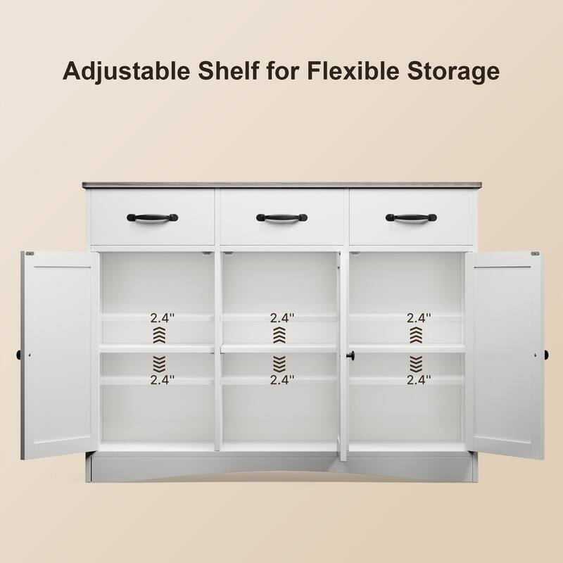 42.5" Farmhouse Buffets Sideboard, Modern Wood Kitchen Storage Cabinet with Adjustable Shelf