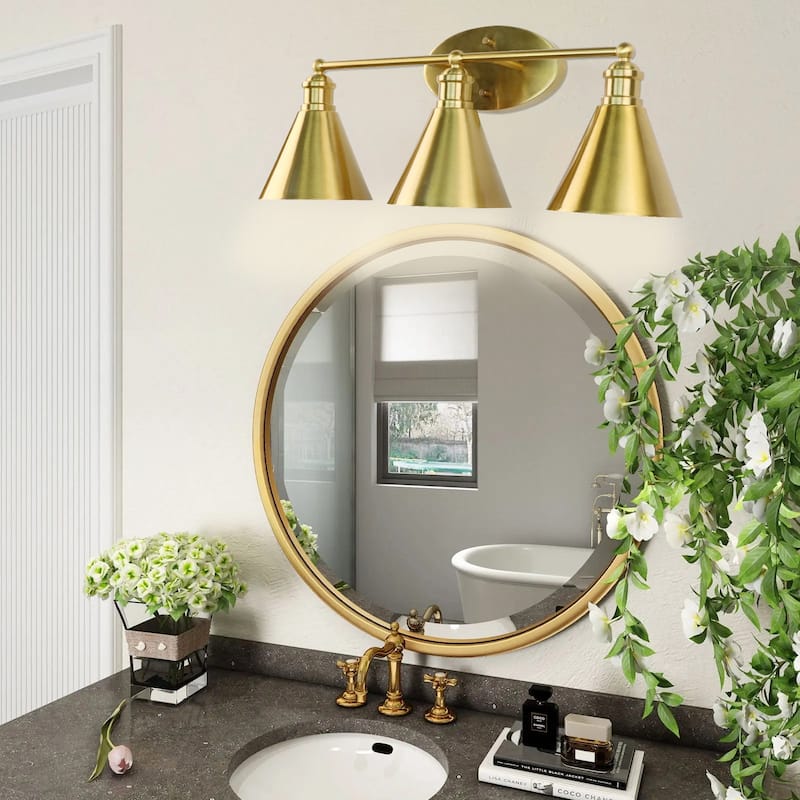 3-Light Gold Vanity Light Fixtures