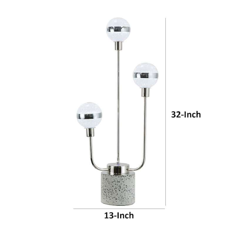 32 Inch Table Lamp, Accent LED Light, Globe Glass Shade, Round Base, Nickel