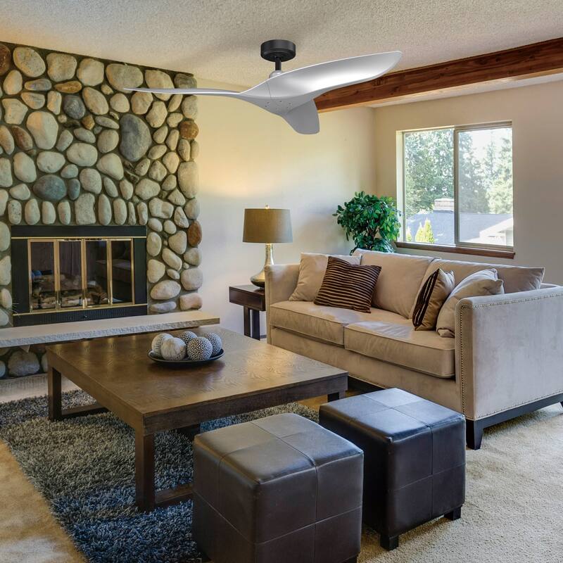 52" Modern ABS 3-Blade Indoor/ Outdoor DC Motor Ceiling Fan without Light
