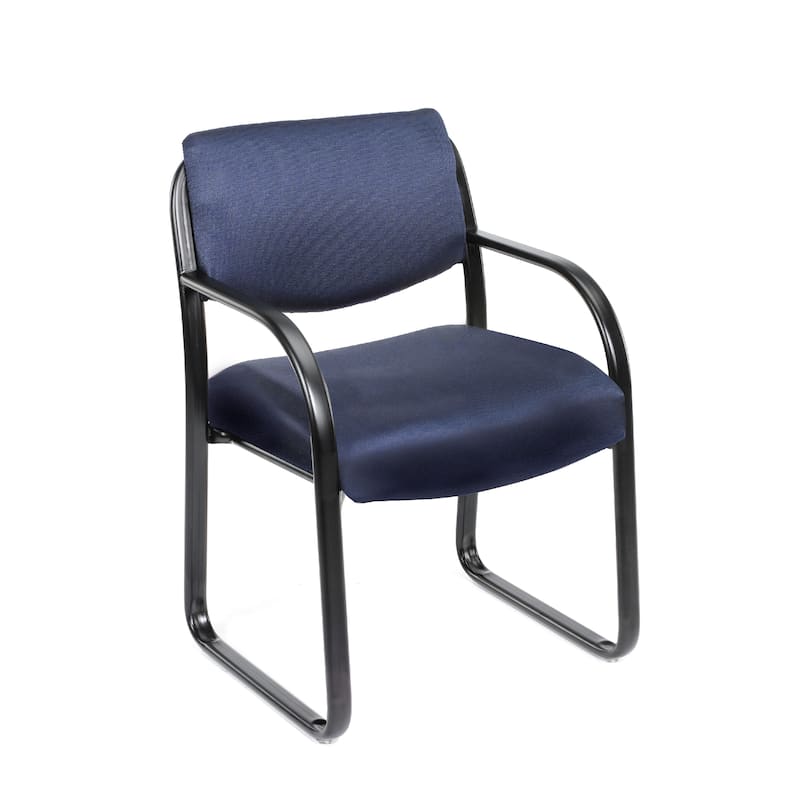 Kris Guest Armchair with Sled Base, Steel, Blue Performance Polyester