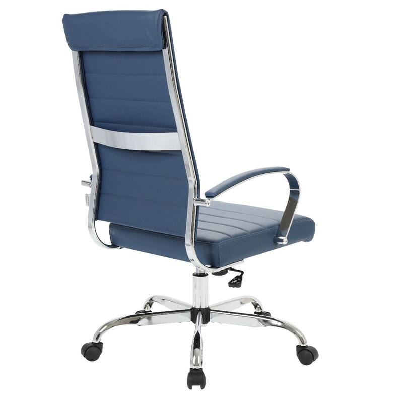 Benmar Leather Executive Office Chair with Chrome Frame, Adjustable Height, Tilt Lock, 360° Swivel, and Smooth Rolling Casters