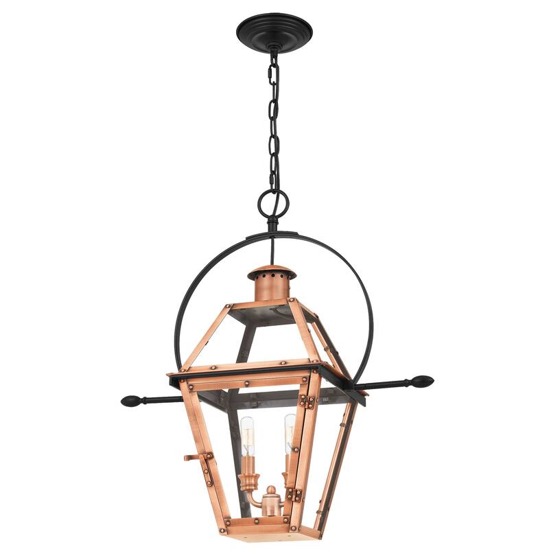 Rue De Royal 2-Light Outdoor Hanging Lantern in Aged Copper