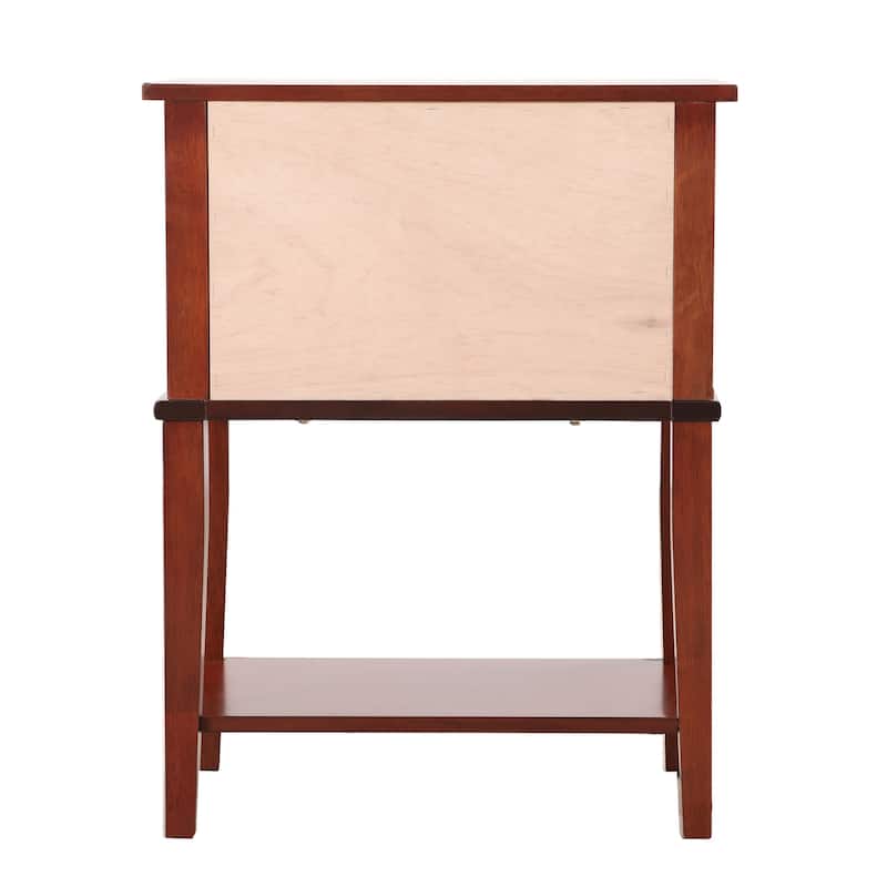 Cherry Nightstand 28x22x16 Contemporary Bedside Table with Open Shelf Storage, Compact Durable Design for Bedroom