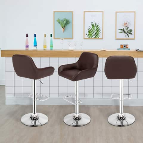 Modern PU Leather Dustpan Chair Square Foot Bar Stool Set of 2