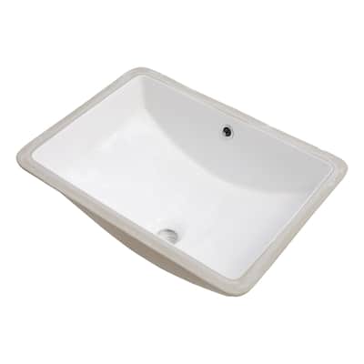 Rectangle Ceramic Undermount Bathroom Sink with Overflow