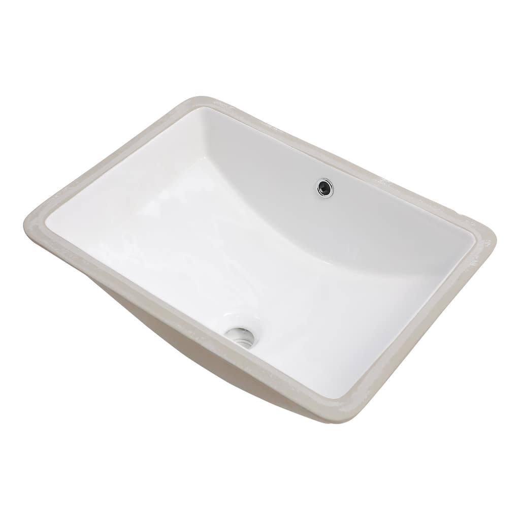 Rectangle Ceramic Undermount Bathroom Sink with Overflow