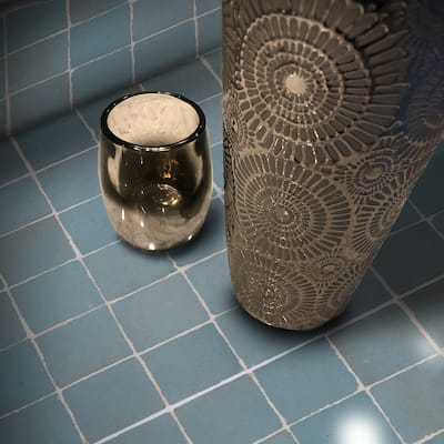 Moroccan Zellige Mosaic Tile, 12in x 12in Panel , in Light Blue