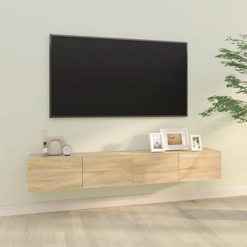 vidaXL Wall TV Cabinet Set of 2 Sonoma Oak Engineered Wood Medium - 11.8 x 55.1 x 19.7 in.