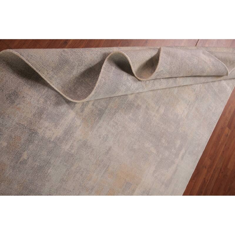 All-Over Abstract Modern Area Rug Handmade Grey Wool Carpet - 5'4" x 7'6"