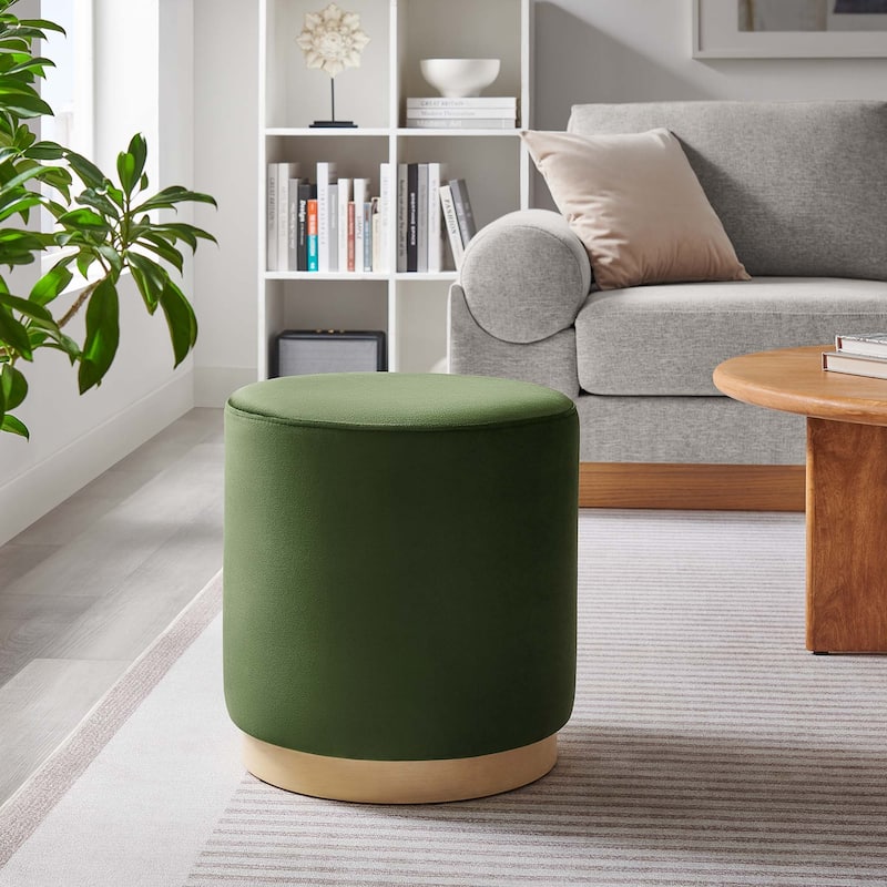 Tilden 16"/23"/29"/38" Performance Velvet Upholstered Ottoman - 16"W x 16"L x 17"H - Moss Green Natural