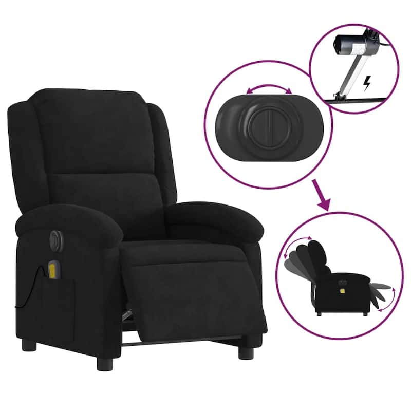 vidaXL Massage Recliner Chair Wingback Reclining Armchair for Elderly Velvet