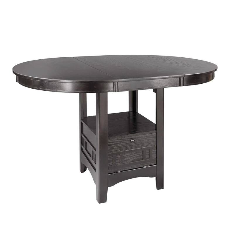 Round Wooden Dining Table with Storage Space in Gray