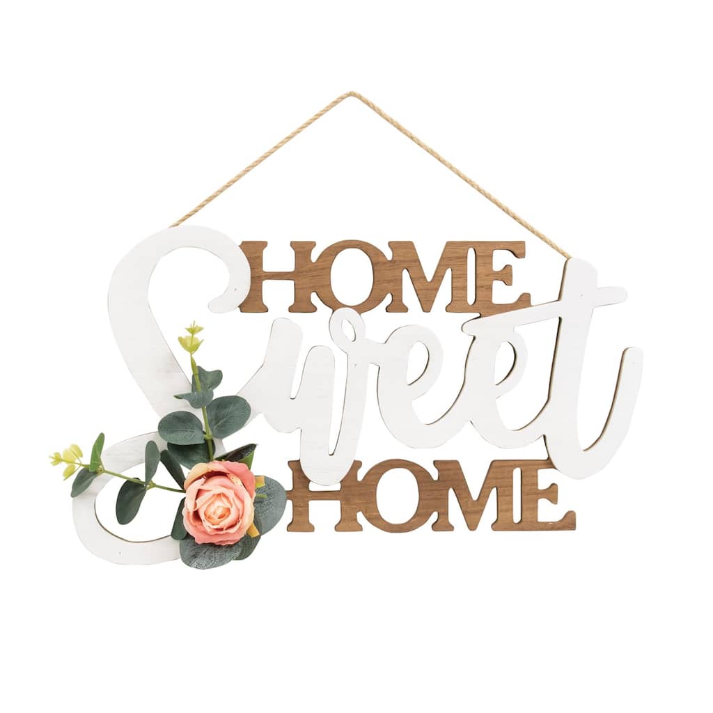 Home Sweet Home Cutout Floral Accent Hanging Sign