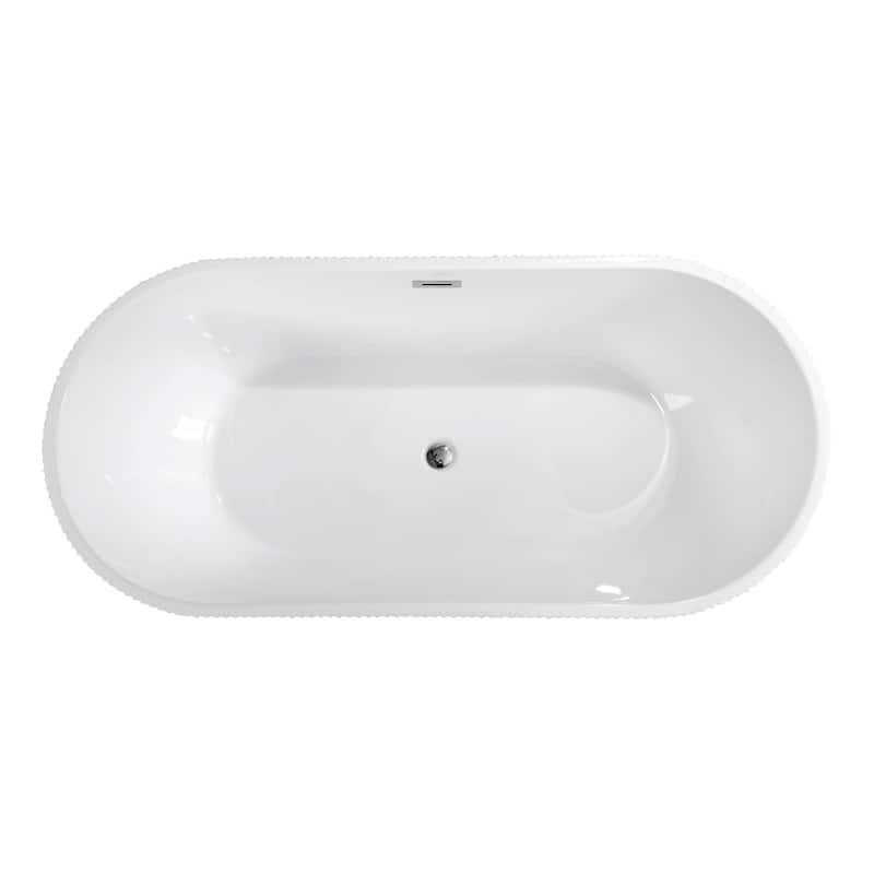 Acrylic Freestanding Flatbottom Soaking Bathtub in Glossy White