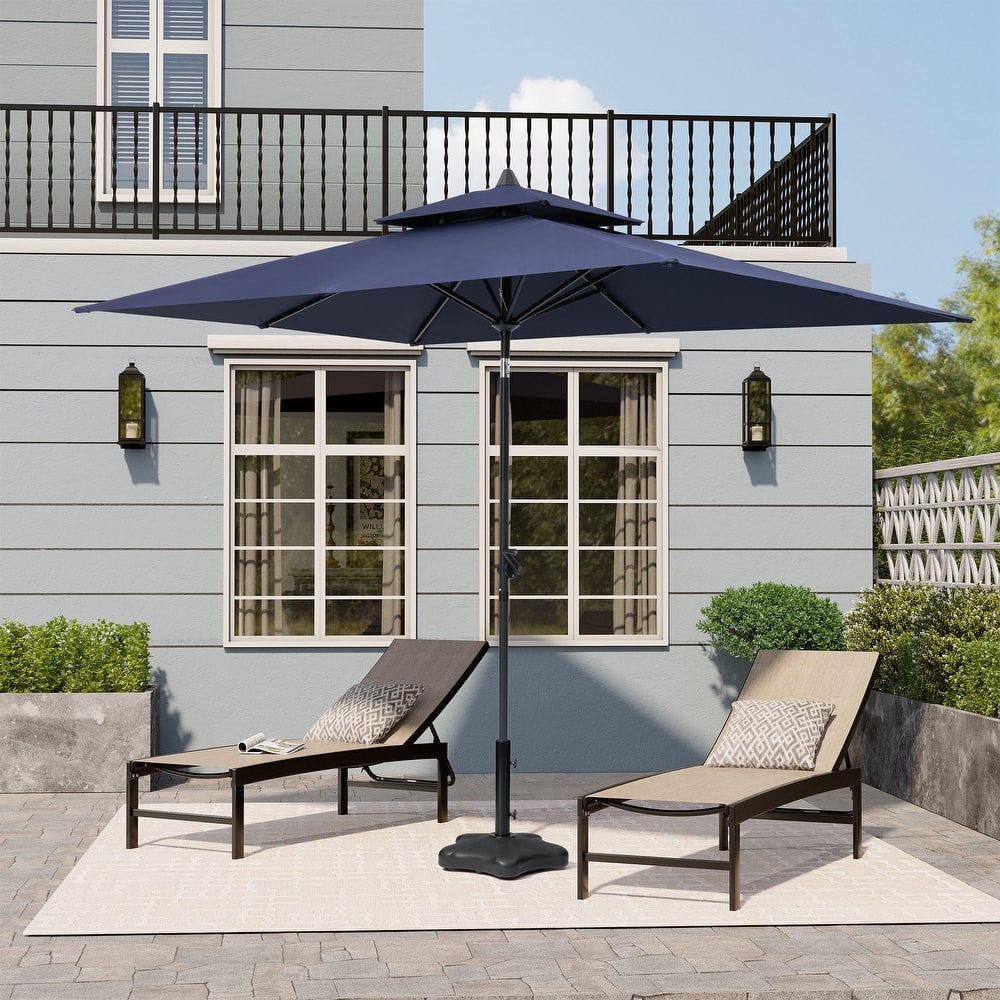 10 x 6.5 FT Outdoor Rectangular Double Top Patio Market Umbrella with Tilt & Crank