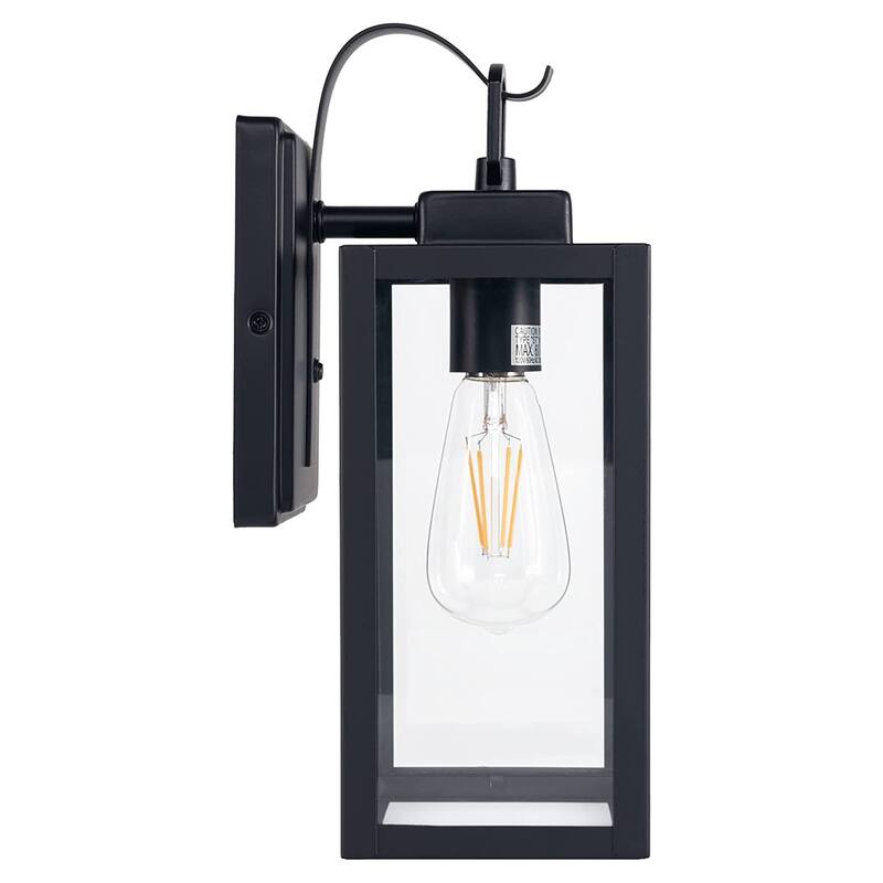 1-Light Outdoor Wall Light Sconce Matte Black Lantern