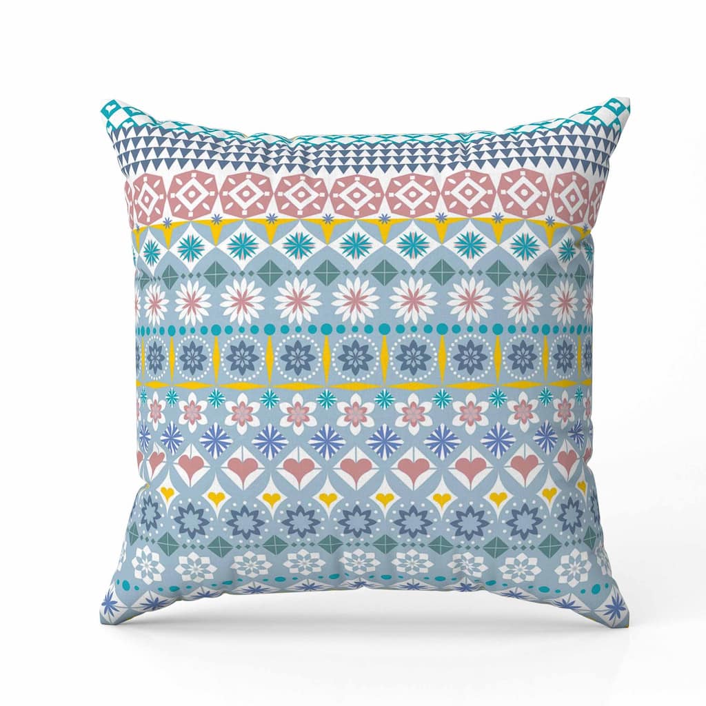 Shape Synergy Indoor/Outdoor Reversible Throw Pillow Light and Blue