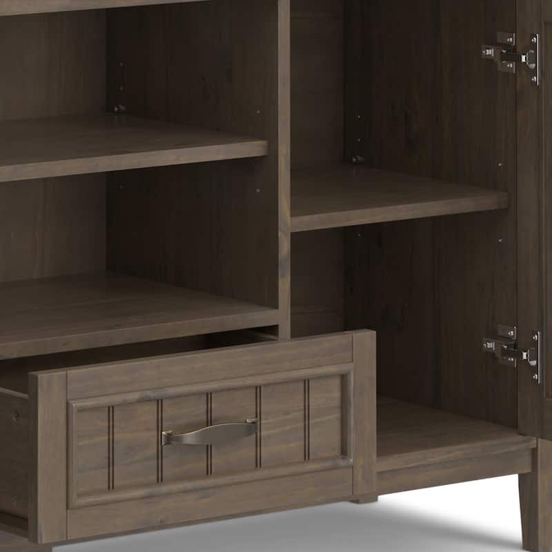 WYNDENHALL Rowan SOLID WOOD 53 inch Wide Contemporary TV Media Stand in Smoky Brown For TVs up to 60 inches