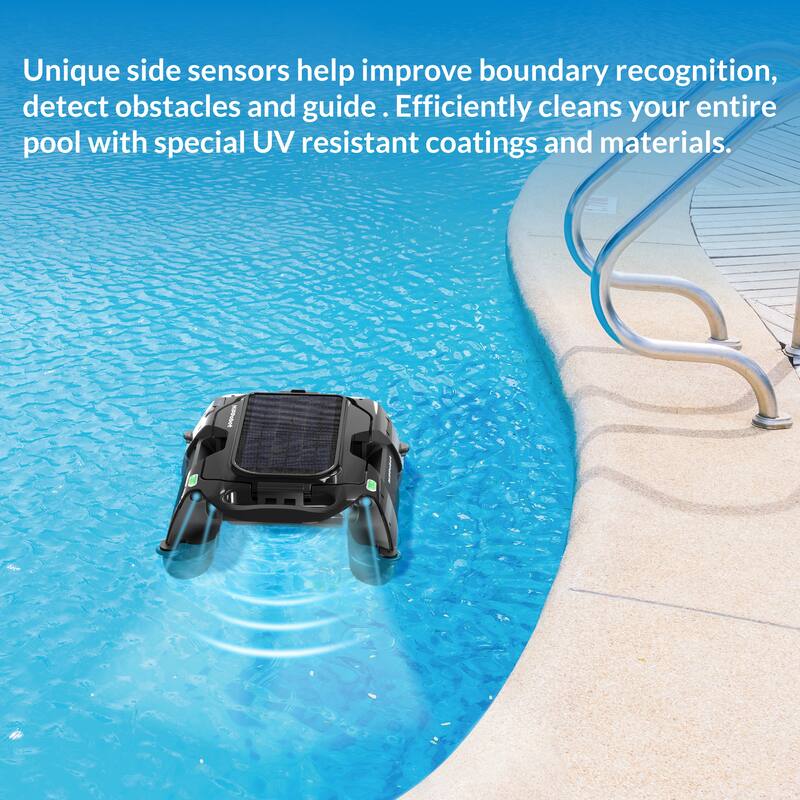 Solar Pool Cleaner w/ Remote - Auto Navigation, 24/7 Cleaning, Wall-Climbing, UV-Resistant