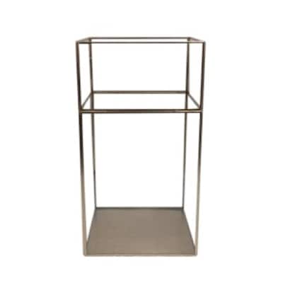 Hurricane Tabletop Square Candle Holder - 15.75" - Gold and Clear