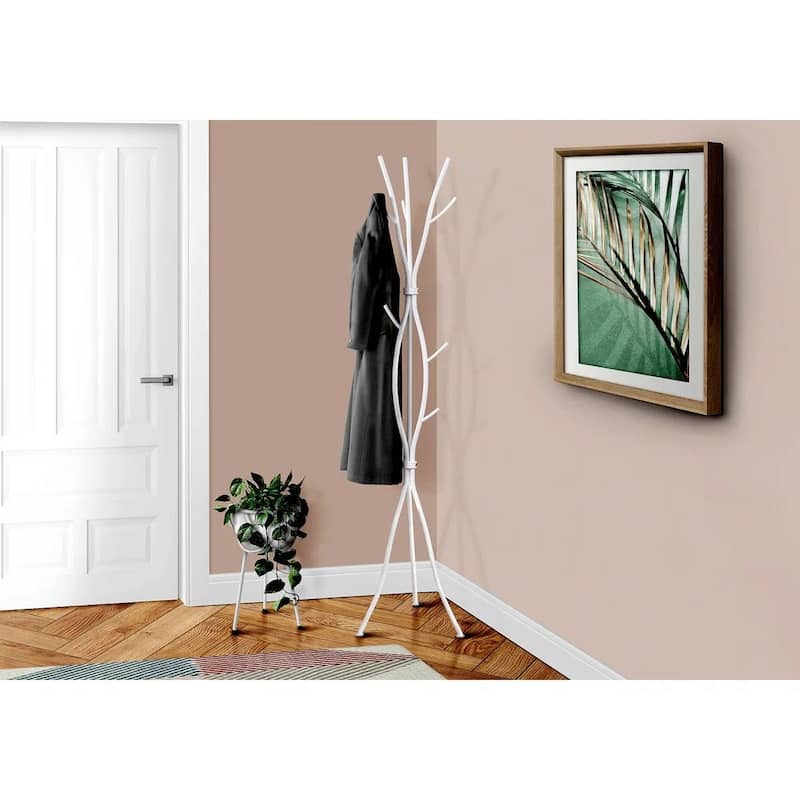 74-Inch Tall Freestanding Coat Rack with Metal Frame 11 Hooks Entryway Umbrella Stand - 74'' H X 18.5'' W X 18.5'' D
