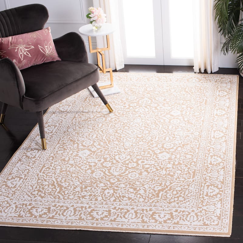 Martha Stewart by SAFAVIEH Kaatje Modern Rug - 6'7" Square - Gold/Ivory
